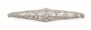 Diamond And Platinum Bar Brooch Ca. 1930, L 2.5" 5g