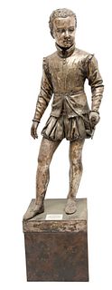 After François Joseph Bosio (French, 1768-1845) Silver Clad Metal Sculpture, "Henry IV", H 49" W 14" Depth 14.5"