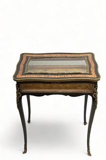 French Boulle Vitrine Curio Table 19Th C. H 31" W 16" L 23 3/4"