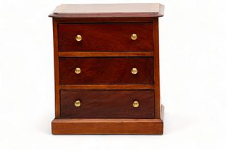 Miniature Mahogany Chest of Drawers, C. 1900, H 11", W 10", D 7.25"