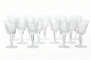 Waterford (Irish) 'Lismore' Crystal Claret Wine Glasses, H 6" Dia. 3" 14 pcs