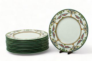 Wedgwood (English) 'Montreal' Bone China Dinner Plates, Ca. 1900, Dia. 10.5" 12 pcs