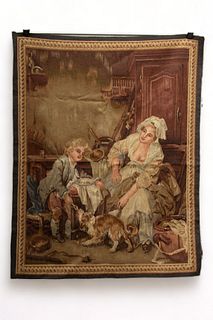 European Hand Woven Wool Tapestry, Ca. Mid 20th C., H 45.5" W 36"