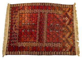 Tekke Turkoman Hatchli Hand Woven Oriental Rug Ca. 1900-1910, W 3' 8'' L 4' 9''