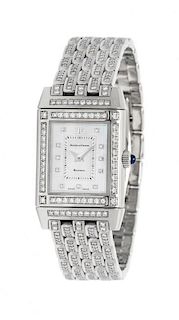 * An 18 Karat White Gold and Diamond "Reverso Joaillerie" Wristwatch, Jaeger LeCoultre,