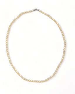 Pearl Choker Necklace Ca. 1990, L 17.5" Dia. 3.4mm