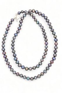 Baroque Black Single Strand Black Pearl (8mm-8.5mm) Necklace L 32" 102g