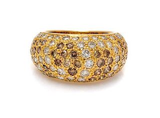 An 18 Karat Yellow Gold, Colored Diamond and Diamond "Dome Sauvage" Ring, Cartier, 7.50 dwts.