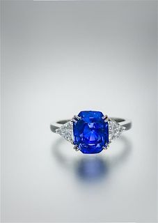 A Platinum, Color Change Sapphire and Diamond Ring, 4.23 dwts.