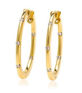 A Pair of 18 Karat Yellow Gold and Diamond "Parisienne" Earrings, Roberto Coin, 6.70 dwts.