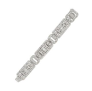* A Fine Art Deco Platinum and Diamond Bracelet, Gübelin, 36.40 dwts.