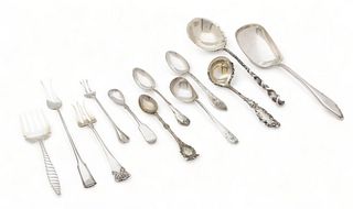 Sterling Silver Serving Spoons (2) Serving Forks (4), Cream Ladles (2) Etc. 12.5t oz 12 pcs