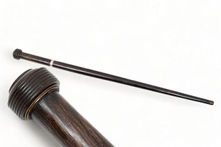 English Wood, Brass And Silver Walking Stick with Collapsible Telescope, Ca. 1918, L 41"