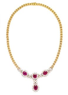 A Yellow Gold, Ruby and Diamond Necklace, 19.00 dwts.