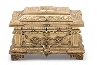 Ivy Hawkins Dodge's Silver Plated Jewelry Casket by Léopold Oudry  19th C., H 6.5" W 10.5" Depth 7"