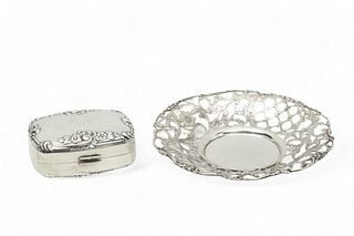 French Sterling Tray 6.5" And Travel Soap Box 3.5" 6.8t oz 2 pcs