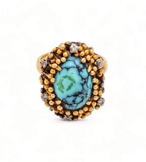 Ring with Turquoise, Size 4 8g