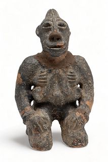 Peruvian Primitive Stone Figural Carving H 20" W 11.5" Depth 11"