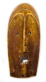 African Carved Wood Lega Mask H 13", W 5.5"