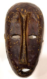 African Carved Wood Kuba Congo Mask, H 12", W 7", D 3"