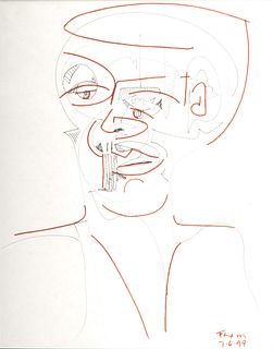 Jack Faxon (American, 1936-2020) Drawing  1999, "Head", H 14" W 11"