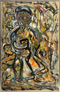 Jack Faxon (American, 1936-2020) Acrylic on Board "Figure in Abstract"