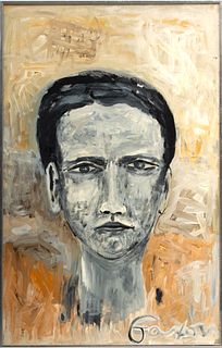 Jack Faxon (American, 1936-2020) Acrylic "Head of Young Man", H 34" W 22"