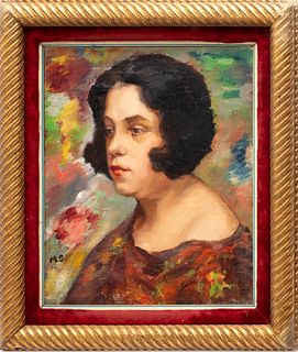 Attributed to Moses Soyer (American, 1899-1974) Oil on Canvas, "Portrait of a Woman", H 16" W 13"