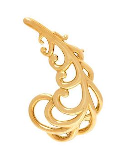 An 18 Karat Yellow Gold "Plume" Brooch, Paloma Picasso for Tiffany & Co., Circa 1980, 22.20 dwts.