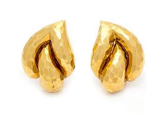 A Pair of 18 Karat Yellow Gold Earclips, Henry Dunay, 16.60 dwts.