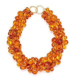 * An 18 Karat Yellow Gold and Amber Bead Torsade Necklace, Paloma Picasso for Tiffany & Co., Circa 1983, 82.50 dwts.