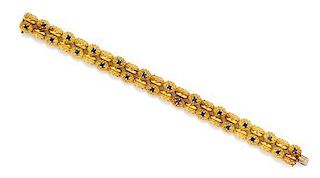 An 18 Karat Yellow Gold and Sapphire Bracelet, 37.30 dwts.