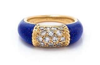 An 18 Karat Yellow Gold, Lapis Lazuli and Diamond "Philippine" Ring, Van Cleef & Arpels, 3.70 dwts.