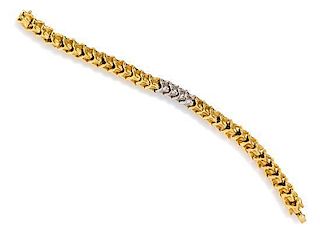 A Bicolor Gold and Diamond "Vertebrae Collection" Link Bracelet, K. Brunini, 41.60 dwts.