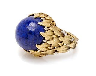 * An 18 Karat Bicolor Gold and Lapis Lazuli Ring, Buccellati, Circa 1984, 11.20 dwts.