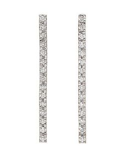 A Pair of White Gold and Diamond Drop Earrings, 4.60 dwts.
