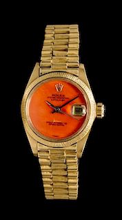 An 18 Karat Yellow Gold Ref. 6927 Datejust Wristwatch, Rolex, Circa 1979, 43.10 dwts.