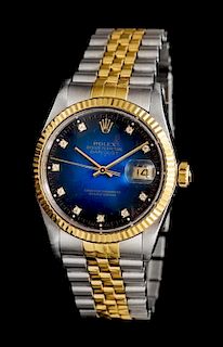 * A Stainless Steel and 18 Karat Yellow Gold Ref. 16013 Oyster Perpetual "Datejust" Wristwatch, Rolex, Circa 1987,