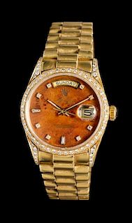 An 18 Karat Yellow Gold Ref. 18038 Oyster Perpetual Day-Date Wristwatch, Rolex,