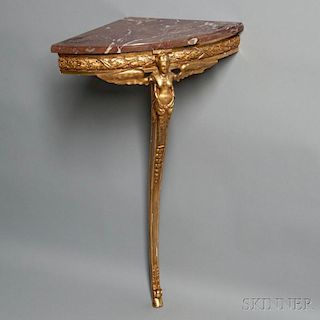 Neoclassical-style Marble-top Giltwood Corner Console