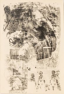 Robert Rauschenberg (American, 1925-2008) Lithograph on Arches Cover Paper, 1969, "Brake, from Stoned Moon Series", H 42" W 28.9"