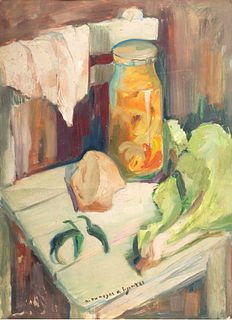 Andre Albert Marie Dunoyder De Segonzac (French American, 1884-1974) Oil on Paper, "Still Life", H 30" W 24"