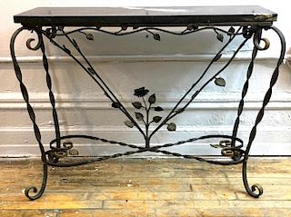 Wrought Iron & Marble Console