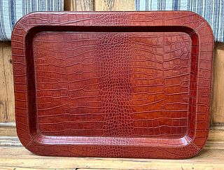 Ralph Lauren Croc Embossed Leather Tray-Large