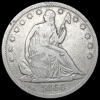 1866 Seated Liberty Half Dollar LIGHTLY CIRCULATED