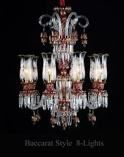 A Large Baccarat Style 8-Lights Crystal Chandelier
