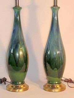 Pair of Pottery-base Table Lamps