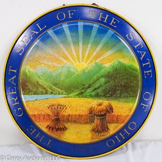 STATE OF OHIO SEAL TIN ADVERTISING SIGN