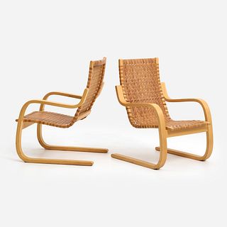  Alvar Aalto for Artek Pair of 406 "Pension" Chairs (1946/ca. 1980s)