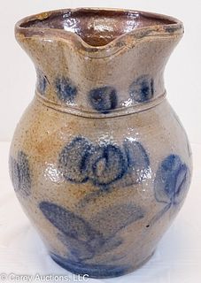 FREEHAND DECORATED STONEWARE PITCHER
